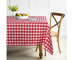 ColorBird Buffalo Plaid Tischdecke Polyester Baumwolle Kariert Tischdecke für Zuhause Küche Esszimmer Party Picknick Indoor Outdoor Rectangle/Oblong, 55 x 102 Inch rot