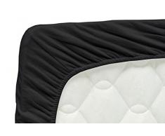 Briljant Home Jersey Spannbetttuch Stretch mit Split, Baumwolle, anthrazit, 180 x 220 x 30 cm