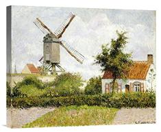 Global Galerie Budget gcs-265352–55,9–360,7 cm Camille Pissarro Windmühle bei Knock Belgien Galerie Wrap Giclée-Kunstdruck auf Leinwand Art Wand