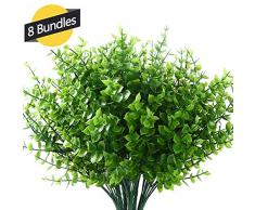 GREENRAIN 6 Bündel künstliche Blumen für den Außenbereich zur Dekoration, kein Verblassen aus Kunst-Kunststoff, Aglaia, Odorata, Garten, Veranda, Fenster, Box Dekoration, 6 Bündel 14 * 9 inch weiß