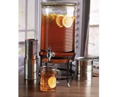 Circleware 68167 Mason Jar Glas Getränkespender mit Metallständer, Glaswaren für Wasser, Eistee Kombucha, Punsch und alle kalten Getränke, geformt, 0,9 l