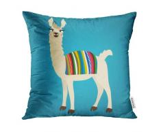 emvency Überwurf Kissen für Deko Bunt Lama von süßen Lama mit Peru bolivianischen Umhang auf Rückseite weiß Alpaka Tier Funny Amerika Bolivien 40,6 x 40,6 cm Kissen Kissenbezüge Sofa quadratisch Print 16x16 inches Color 6