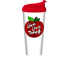 Spoontiques 21814 Teacher Acrylic Travel Mug, 14 ounces, White