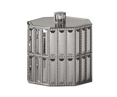 Nu Stahl Chrom Harz dekorative Badezimmer Schminktisch Arbeitsplatte Aufbewahrungsbehälter Behälter Behälter für Wattestäbchen, runde Bälle, Make-up Schwämme, Badesalz, 10,8 x 12,1 x 10,8 cm