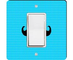 Rikki Knight Schnurrbart auf blauen Punkte Single Wippe Licht Teller