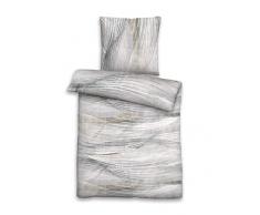 biberna 0003626 Feinbiber Komfort Bettwäsche Garnitur mit Kopfkissenbezug (Baumwolle) 1x 135x200 cm + 1x 80x80 cm, grau