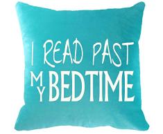 Best Geschenke Book Lover Bücher zu lesen, Club Zitat Schreiben, die ich Lesen Past My Bedtime in türkis Baumwolle Polyester New Home dekorativer Überwurf-Kissenbezug Kissen Fall Schlafcouch Sofa quadratisch 45,7 cm