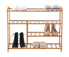 BAKAJI Schuhregal Schuhregal Schuhregal Schuhregal Schuhregal Schuhregal Multiuso 80 x 26 x 69 cm Bamboo Naturale