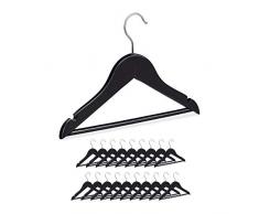 Relaxdays 20er Set Kinderkleiderbügel Holz, Hosenbügel für Jungen & Mädchen, drehbarer Haken, mit Steg & Kerben, schwarz