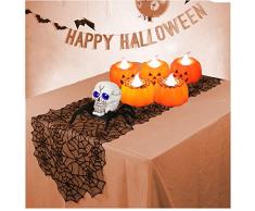 Doxishruky 50,8 x 203,2 cm Halloween Spitze Tischläufer Polyester Schwarz Spinnennetz Tischläufer Spinnennetz Tischdecke Topper für Halloween Party Dekorationen Gruselige Film Nacht Tischdeko
