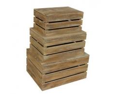 Red Hamper Oak Effect Slatted Lidded Holz Aufbewahrungsbox Set 3