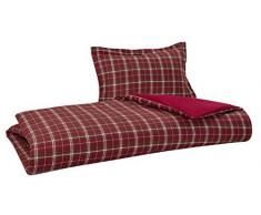 Flanell Wendebettwäsche 100% Baumwolle gebürstet auf beiden Seiten 1 Bettbezug 218,4 x 218,4 cm 2 kissenrollen 50,8 x 50,8 cm, rot kariert, Twin