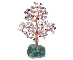 TUMBEELLUWA Tumebelluwa Heilender Quarz Geldbaum Trommelsteine Bonsai Home & Office Feng Shui Dekor für Glück und Reichtum 7in merhfarbig