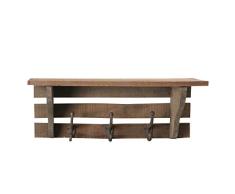 Benjara Wandregal mit 3 Haken, Holz, Landhausstil, Braun