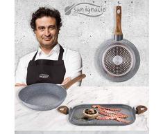San Ignacio Set 2 Pfannen Ø20 Ø24 und Grillpfanne 35,5x28,3 Daimiel, geschmiedetes Aluminium, Induktion