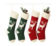 Civilever Weihnachtsstrümpfe, gestrickt, 45,7 cm, groß, Weihnachtsdekoration, Partyzubehör, personalisiertes Geschenk für Familie und Freunde 4pcs (Reindeer)