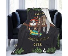 Delerain Cartoon Faultier Flanell Fleece Überwurf Wohnzimmer/Schlafzimmer/Sofa Couch Warm Weiche Bettdecke für Kinder Erwachsene Ganzjahreszeiten Ultra weich Medium (50x60) Cartoon Faultier