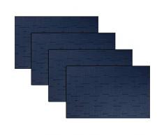 Pigchcy Platzsets, hitzebeständig, rutschfest, waschbar, leicht zu reinigen, gewebtes Vinyl, kleine doppelte Bordüre, Bamboo2: Navy Blue, 4er-Set