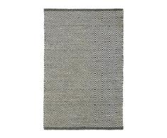 Jute & co Wien Teppich handgewebt, 100% Baumwolle, Schwarz/Grau, 90 x 60 x 0.5 cm