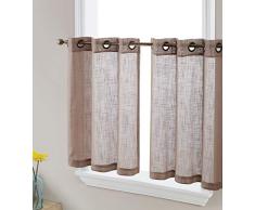 HLC.ME Texturierte halbdurchsichtige Sichtschutzfolie, transparente Ösen, Kurze, Dicke Vorhänge für kleine Fenster, Küche und Badezimmer, 2 Paneele Modern 54 W x 45 L Taupe