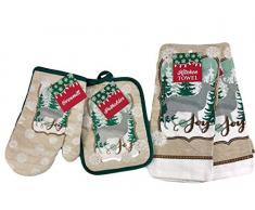 Mainstream Christmas Joy Geschirrtücher Topflappen Ofenhandschuh Schnee Wald 4-teiliges Set