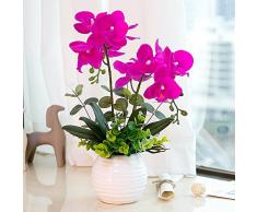 YILIYAJIA Künstliche Orchidee Bonsai mit Keramik Vase, Fake Pu Real Touch Blumen Phalaenopsis Bonsai für Tisch Office Home Party Dekoration Style 1 White Vase