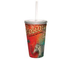 Bliss Tree-Free Grüße 16 Oz, Ihre Elefanten-Kunst, von duirwaigh Galerie Artful Traveler Double-Walled Cool Becher mit Strohhalm