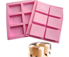 Set von 2 – chichic 6 Mulden DIY Rechteck Silikon Seife Formen, Form zum Backen Kuchenform, Kekse, Schokolade Schimmel, Ice Cube Tablett für Homemade Craft