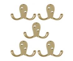 Design House Doppelhaken Wandmontage für Garderobe Bad Küche 5er-Pack poliertes Messing