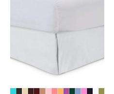 Harmony Lane Tailliertes Bett Rock – 53,3 cm Drop bedskirts mit Plattform (erhältlich in allen Größen und 16 Farben), Polyester-Mischgewebe, weiß, Twin