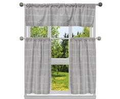 Home Maison Küchengardine, Schottenkaro, 10 cm, Metallic-Optik, Grau-Silber, 29x36