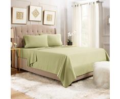 Premium Blatt Set Hotel Luxus Bett-Set, extra tief Pocket Besondere Super Passform, Spannbetttuch, Bettlaken und 2 Kissenbezügen, beste Qualität Mikrofaser Bettwäsche WEICH UND langlebiges Design + Besser Schlafen Guide, Mikrofaser,