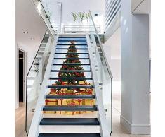 FLFK 3D Weihnachtsbaum Schneemann Tapete selbstklebend Treppenaufkleber, Weihnachten, Wandbilder, Heimdekoration 100CMx18CMx13pieces(39.3 w x 7 h x 13pieces) Gxl988_13pcs