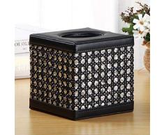 YYW Taschentuchbox im Vintage-Stil, PU-Leder Taschentuchbox-Halter für Badezimmer-Schminktischen, Schlafzimmer-Kommode, Nachtständer, Schreibtische und Tische One Size schwarz