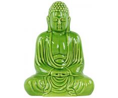 Urban Trends Keramik Meditierender Buddha Figur mit abgerundeten Ushnisha in Mida Keine Jouin SM Mudra, grün