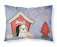 Caroline s Treasures bb2839pillowcase Hund House Collection Shih Tzu Silber Weiß Stoff Kissenbezüge, Standard, Multicolor