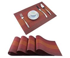BeChen Tischsets, waschbar, leicht zu reinigen, gewebtes Vinyl, Tischsets für Esstisch, 4 Stück, Orange 4pcs Ga-red