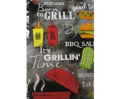 Summer Fun Flanell Rückseite Vinyl Tischdecken BBQ Time – verschiedene Größen, Vinyl, Multi Color, 60 Round