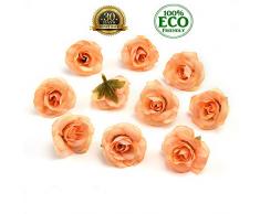 fake flowers heads Künstliche Blumen, Kleine Teeknospe, Kunstblumen, Seide, Dekoration, Blumenkopf, DIY Zubehör, 30 Stück champagnerfarben