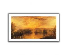 Artwall Kunstdruck auf Leinwand The Lake, Petworth Sonnenuntergang, einen Hirschkopf Trinken flach Brillanz Leinwand Art von William Turner, 28 by 52