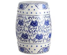 Jonathan Y TBL1000A Lotus Flower 45 cm Chinoiserie Keramik Trommel Gartenhocker, blau/weiß