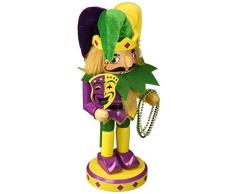 Santas Workshop Mardi Gras Jester Nussknacker, 25,4 cm hoch, Violett/Gelb / Grün