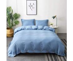 M&Meagle Bettbezug, weiß, einfarbig, Knopfleiste, 100% Mikrofaser mit gewaschener Baumwolle, fühlt Sich an wie eine sehr weiche Baumwolle Twin(68×90) himmelblau