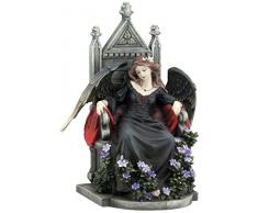 23,5 cm weiblich Gothic Engel auf einem Thron sitzend Figur, schwarz