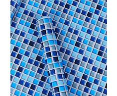 Yija Selbstklebende abnehmbare PVC-Wandaufkleber für Badezimmer, Wanddekoration, Wasserdichte Tapete für Küche, Backsplash Peel and Stick Fliesen-Wandaufkleber Vinyl-Regaleinlage 45 x 130 in