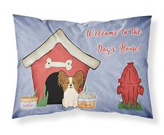 Caroline s Treasures bb2832pillowcase Hund House Collection Papillon rot weiß Stoff Kissenbezüge, Standard, Multicolor