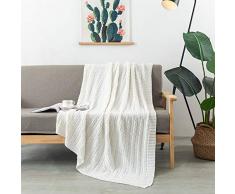 FELIX ANGELA HOME Überwurf, 100% Baumwolle, weich, leicht, Überwurf für Couch Sofa, Sessel, Bett, 127 x 152 cm elfenbeinfarben