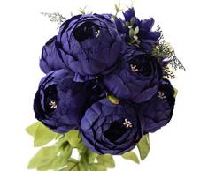 Leagel Künstliche Blumen Vintage Pfingstrose Seidenblumen Bouquet Hochzeit Home Dekoration, 1 Stück Marineblau