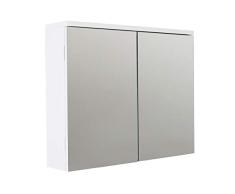 House & Homestyle Spiegelschrank mit Doppelspiegel, MDF, 46 x 56 x 13 cm, Weiß