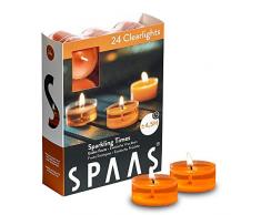 Spaas 24 Duft-Clearlights, Teelichter in transparentem transparentem Becher, ± 4,5 Stunden, Paraffinwachs, Kunststoffbecher, Ingwer Orange, Sparkling times